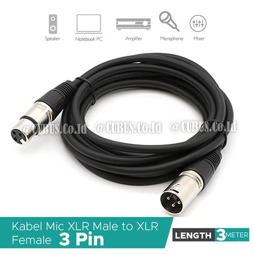 Foto Produk Kabel Mic XLR Male to XLR Female 3 Pin 3 Meter Microphone dari Cubus_Co_ID