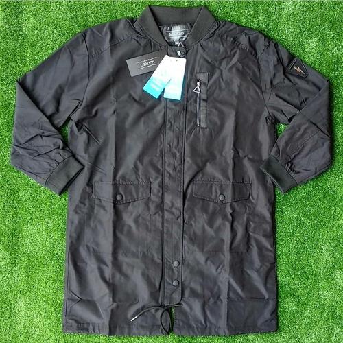 long bomber jacket black