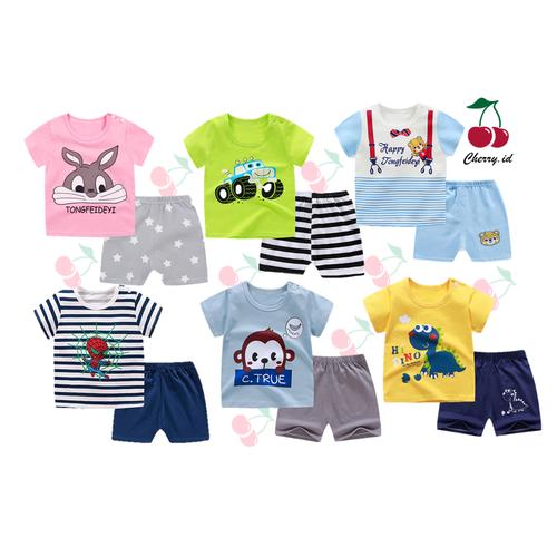 Foto Produk (0-2 Thn) COD Setelan Baju Bayi Import / Pakaian Baju Laki Laki Import - Kuning Dino, 0-6 Bulan dari CherryId18