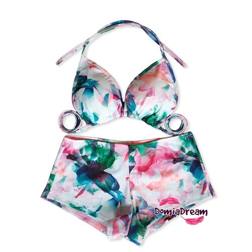 Jual Bikini Set Pants Biru Bunga - Kota 