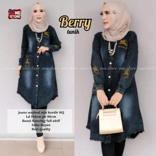 Foto Produk NEW BERRY TUNIK JEANS ATASAN WANITA LD 104CM MODIS CANTIK dari Batik MasTri Solo