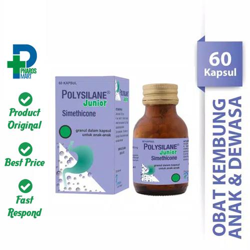 Foto Produk Polysilane Junior - 1 Botol @ 60 Kapsul Obat Kembung Anak dan Dewasa dari Pharos Official Store