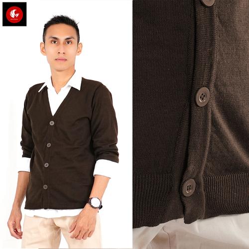 Foto Produk RICO-Cardigan rajut V neck fashion pria Okechuku - Cokelat, M fit to L dari Okechuku