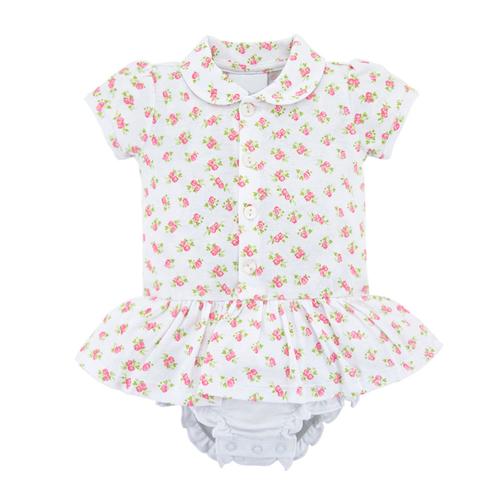 Foto Produk Baju Dress Jumper Bayi Perempuan 0-6 Bulan 100% Katun Organik Premium - Sweet Roses, 0-2 Bulan dari LilLove Store