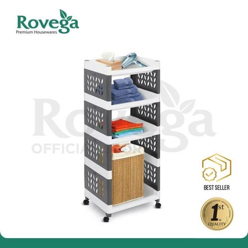 Foto Produk Rovega Supra Rak Susun 4 Tingkat dengan Roda Premium 4 Tier Rack - Abu-abu dari ROVEGA OFFICIAL STORE