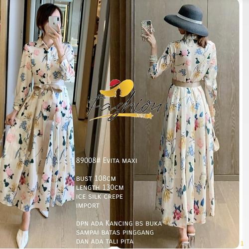 Foto Produk DRESS PAKAIAN WANITA EVITA MAXI DRESS FLOWER | X503 dari Fashionstar_jkt88