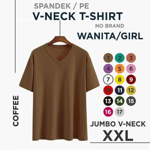 Foto Produk (promo) xxl kaos polos wanita V-neck - caffee, XXL dari rejekyindah