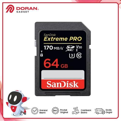 Foto Produk SANDISK SD CARD EXTREME PRO 64GB 170MB/S SDXC SDCARD EXTREME PRO 64 GB dari Doran Gadget