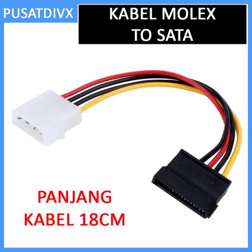 Gambar Kabel Power Molex 4pin Male to Sata 15pin Female konverter dari pusatdivx Kota Surabaya Tokopedia