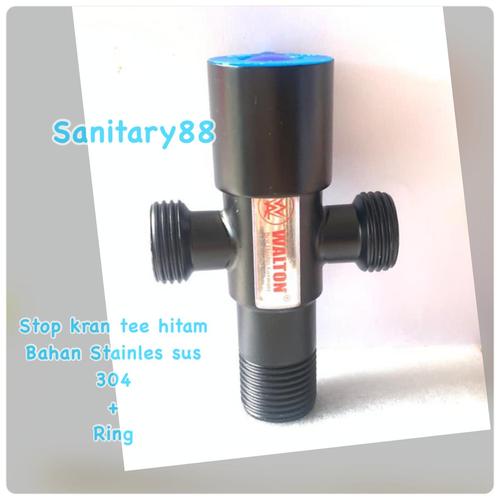 Foto Produk Stop Kran Cabang T Stainless 304 HITAM Kran air Shower Tee double dari Sanitary88