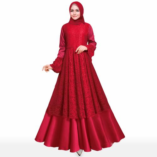 Foto Produk gamis pesta brukat bordir mayra maron - marun dari Iragading shop