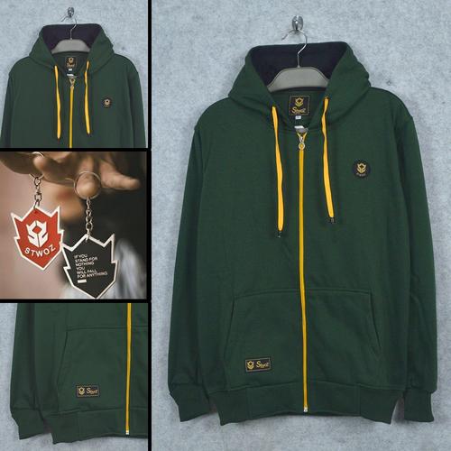 Foto Produk Jaket Sweater Hoodie Sleting Stwoz Original M-XXL - Hijau Botol, M dari SZ Distro