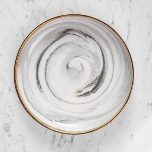 Foto Produk Piring Makan Marble Pinggiran Emas Marble Plate Gold Rim 8inch dari Houseofbuds