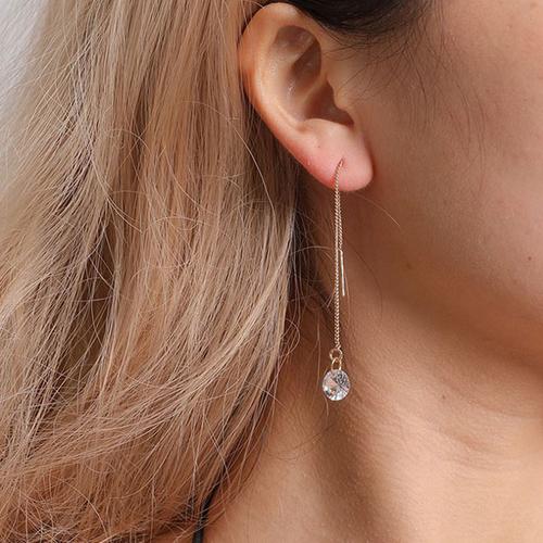Gambar anting panjang long tassels zircon earrings jan223 - gold dari Oila Jakarta Pusat Tokopedia
