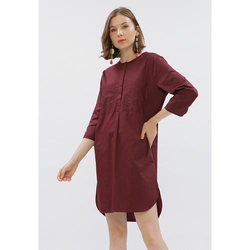 Foto Produk Minimal Tunic Dress With Pocket Maroon - S dari minimal