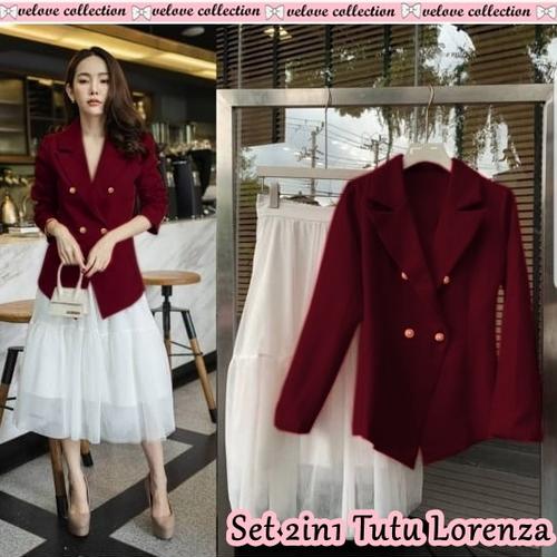 Foto Produk SETELAN ROK TILE DAN BLAZER SET 2IN1 LORENZA BAJU FASHION WANITA - Hitam dari moudis shop inc