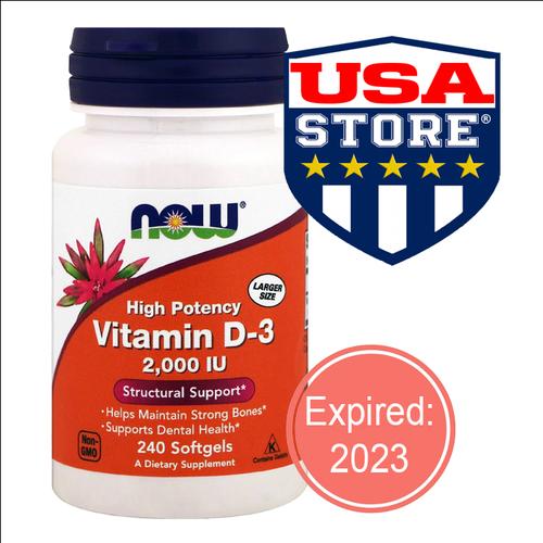 Foto Produk NOW FOODS VITAMIN D-3 2,000 IU 240 SOFTGELS FOOD D3 D 3 2000 2000IU - 240 softgels dari USA STORE