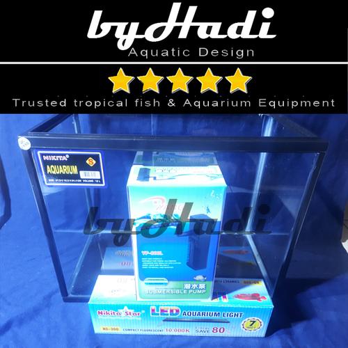 Jual AQUARIUM NIKITA SIZE S PAKET LENGKAP 2 AQUARIUM 30 CM LAMPU DAN