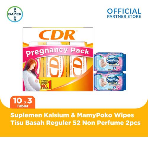 Foto Produk CDR Pregnancy Pack & MamyPoko Tisu Basah 52 Non Perfume x 2 Unit dari Bayer Health Partner