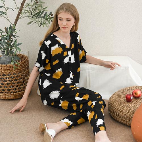 Foto Produk Vanya Set in Black - Sleepwear / Piyama Baju Tidur Rayon by RAHA dari Raha Sleepwear