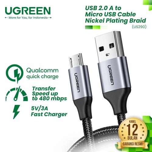 Foto Produk UGREEN Kabel Micro USB 18W Nylon Braided (Fast Charging) - US290 - Putih, 1m dari UGREEN Authorized Store