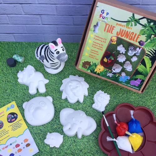 Foto Produk mainan aktifitas anak melukis mewarnai patung gypsum gypfun jungle dari Calla Lily Store