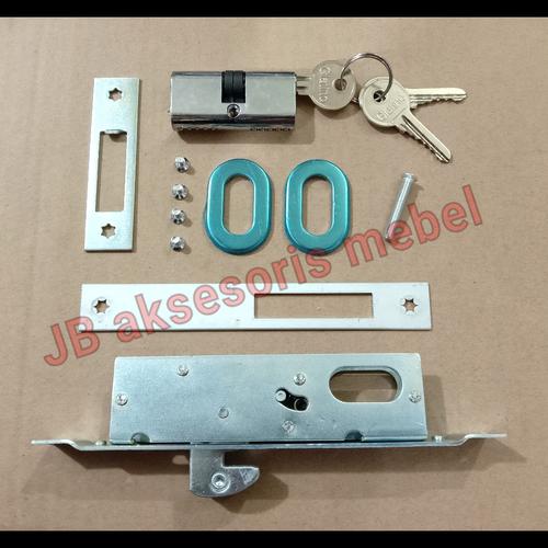 Foto Produk KUNCI PINTU SLIDING GESER ALUMINIUM MERK NICO / ALUMINIUM LOCK KAIT dari JB aksesoris mebel