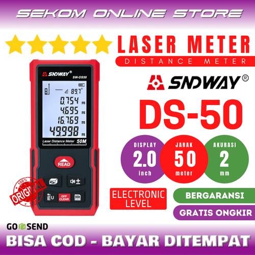 Foto Produk SNDWAY Meteran Laser Digital Distance 50 Meter SW-DS50 dari SEKOM ONLINE STORE