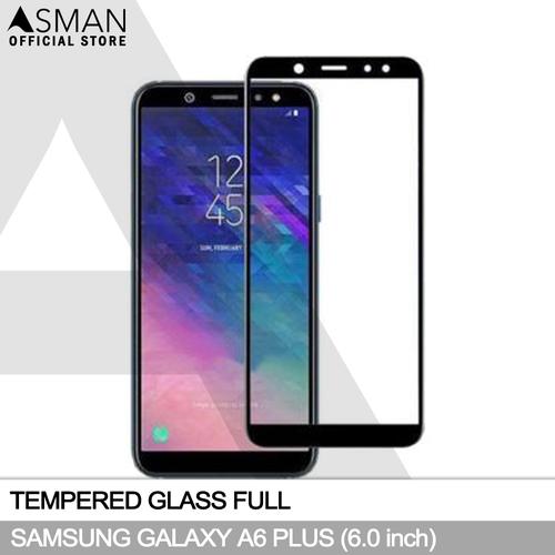 Foto Produk Tempered Glass Full Samsung Galaxy A6 Plus | Anti Gores Kaca - Hitam - Hitam dari Asman official