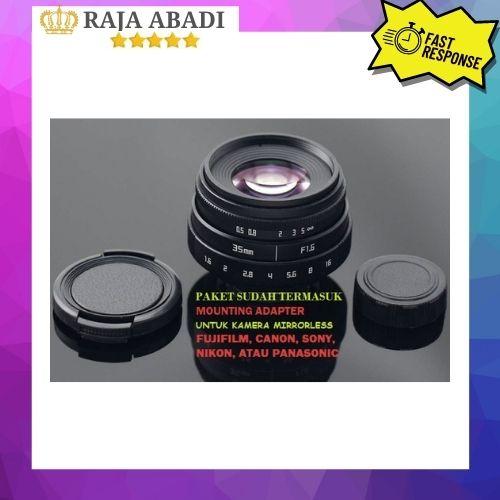 Foto Produk Lensa FIX Mirrorless Fujian 35mm f1.6 - Fuji,Sony,Canon mount adapter dari Raja Abadi