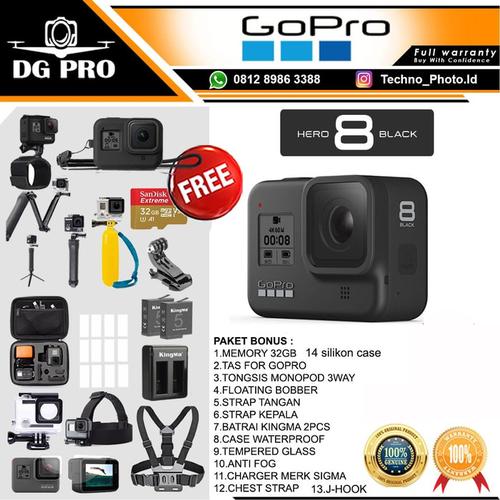 Foto Produk GoPro HERO8 Black - GoPro HERO 8 Black - Go Pro HERO 8 Paket Komplit - PAKET STANDAR dari DG PRO