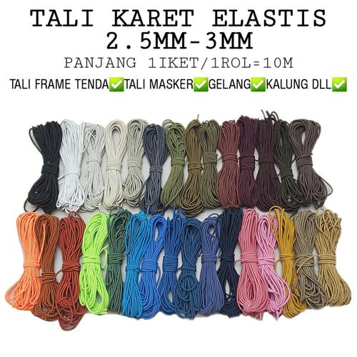 Foto Produk Tali Elastis 3mm Tali Frame Tenda Ikat Rambut Per 10m Per Roll dari Rumput Liar Outdoor