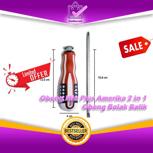 Foto Produk 0481 Obeng Min Plus Amerika 2 in 1 Obeng Bolak Balik Kembang dari Demurah Dot Com