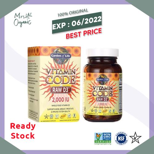 Foto Produk Garden of Life, Vitamin Code, RAW D3, 2,000 IU, 120 Vegetarian Capsule dari Mrs Organic