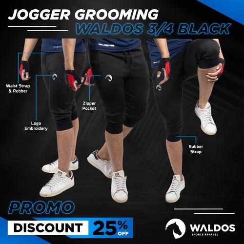 Foto Produk Jogger Waldos 3/4 Half Pants Zipper - Hitam, M dari Waldos Sports Apparel