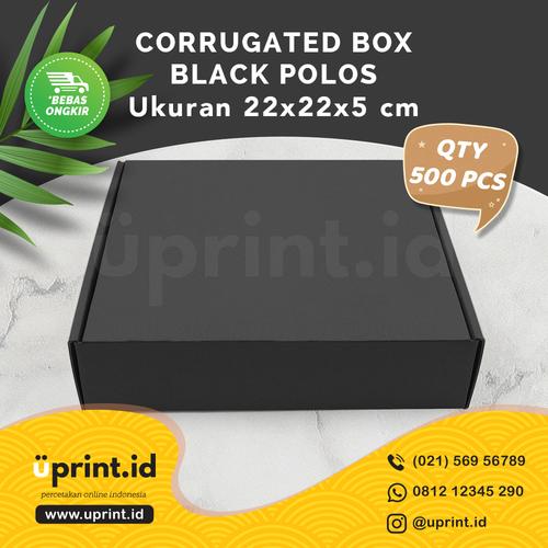 Foto Produk CORRUGATED BOX BLACK POLOS|BOX HAMPERS| 22x22x5 cm | QTY 500pcs dari Uprint.id