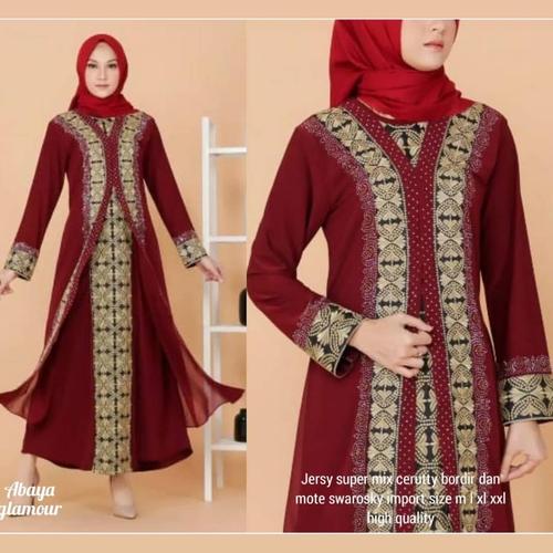 Foto Produk gamis arab/abaya turkey bordir /warna maroon #1081 - Merah, M dari abaya grosir