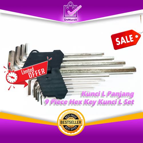 Foto Produk 0459 Kunci L Panjang 9 Piece Ball Point Hex Key Kunci L Set dari Demurah Dot Com