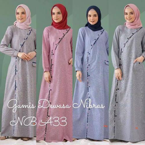 Foto Produk Gamis Nibras Nb A33 Terbaru New Series - Coklat, XS dari Dandimuslimwear