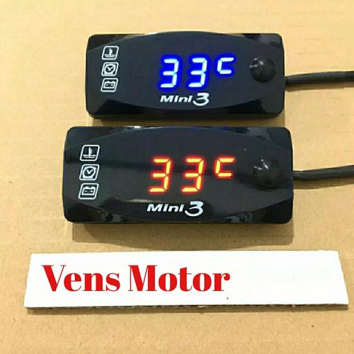 Jual Voltmeter Motor 3 In 1/ Volmeter Jam Digital Temperatur Suhu 3 In
