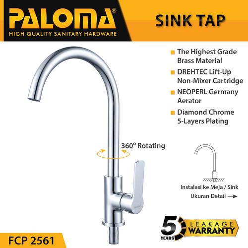 Foto Produk PALOMA FCP 2561 Keran Sink Angsa Cuci Piring Dapur Wastafel Kran Air dari PALOMA HARDWARE