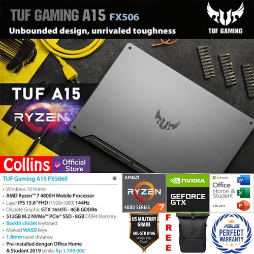 Foto Produk ASUS TUF Gaming A15 FX506II R7-4800H 8GB 512GB GTX1650TI IPS 144Hz W10 dari Collins Official