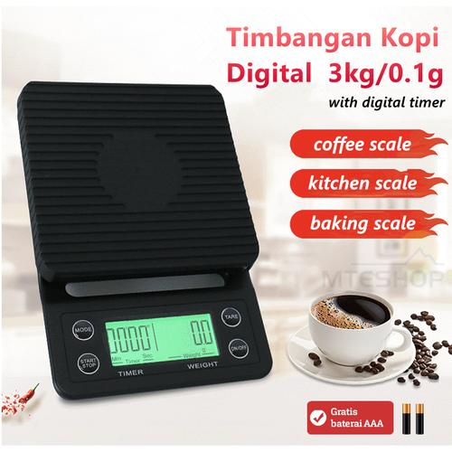 Foto Produk Timbangan Kopi Digital 3KG / 0.1GR Timer V60 Drip Coffee Scale dari MTEshop