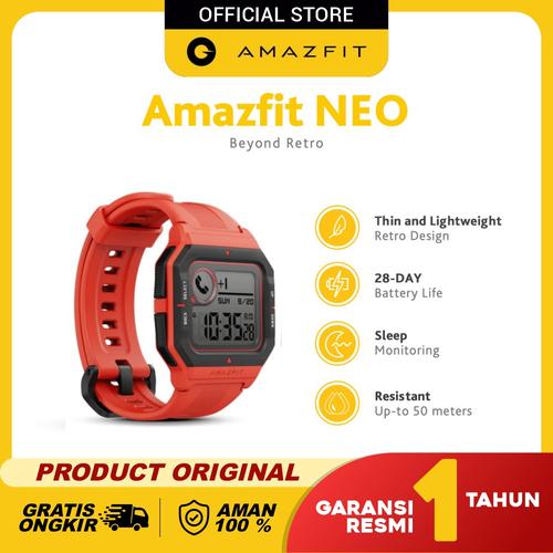 Foto Produk Amazfit Neo Retro Smartwatch sport Heart Rate 24/7 Garansi Resmi - Merah dari Amazfit Official