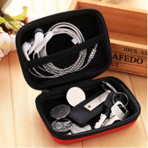 Foto Produk Travel case headset pouch earphone tempat kabel charger dompet coin - Merah Muda dari yaxiya666
