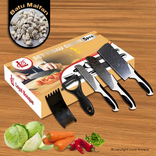 Foto Produk Pisau Dapur Set 5in1 / Knife Set 5 Pcs + 1 Ceramic Peeler ( J13 ) dari Loyal Bosque Surabaya