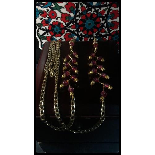 Jual premium zigzag dark purple chain 