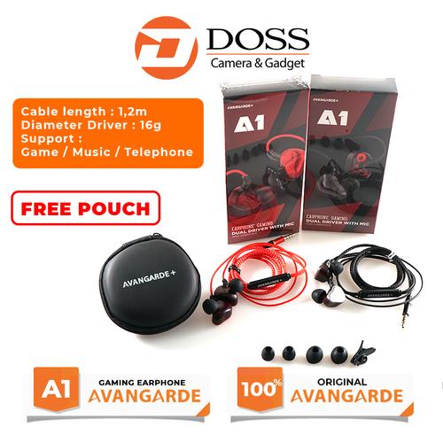 Foto Produk Earphone Headset Gaming / AVANGARDE A1 Gaming Dual Driver / Earphone - Merah dari DOSS