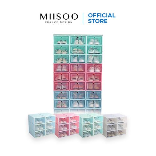 Foto Produk MIISOO Kotak Sepatu Transparan Slide Model Laci / Cover Shoes Case - Hijau dari Miisoo Official Shop