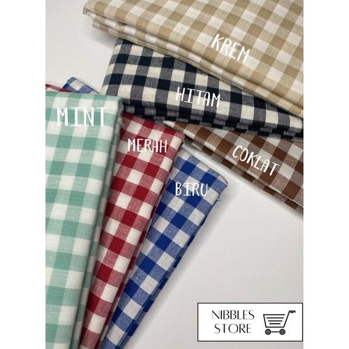 Foto Produk 0.5 METER KAIN BAHAN KATUN KOTAK SEDANG MOTIF KOTAK CATUR CHAMBREY dari Nibbles Store